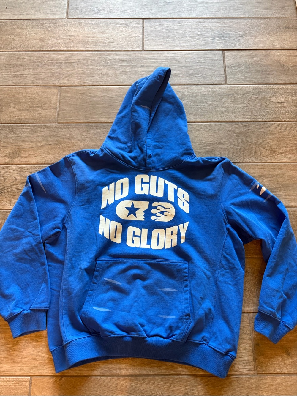 Hellstar No Guts No Glory hoodie Blue mens medium